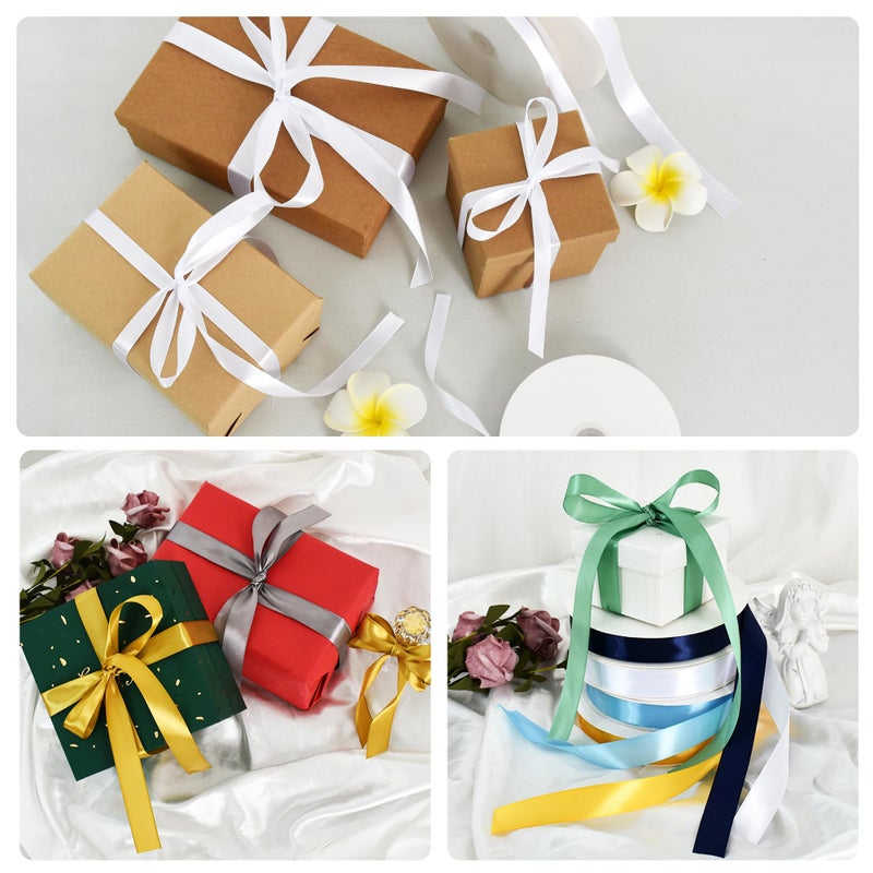 TONIFUL 7/8 Inch x 100yds White Satin Ribbon Thin Solid Frabic Ribbons for Gift Wrapping, DIY Crafts Bows, Invitations, Floral Bouquets, Christmas Wedding Party Valentine's Decor,Halloween - Image 5
