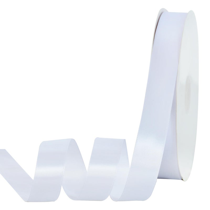 TONIFUL 7/8 Inch x 100yds White Satin Ribbon Thin Solid Frabic Ribbons for Gift Wrapping, DIY Crafts Bows, Invitations, Floral Bouquets, Christmas Wedding Party Valentine's Decor,Halloween - Image 1