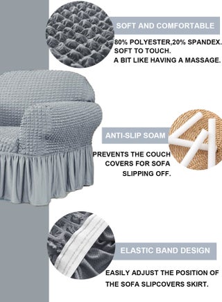 sofa cover 3 seater Super Stretchable Wrinkle-free Full Coverage Couch Slipcover Exquisitely Detailed Slip Flexible Resistant Jacquard Sofa Cover Light Grey 140-280cm - view 2