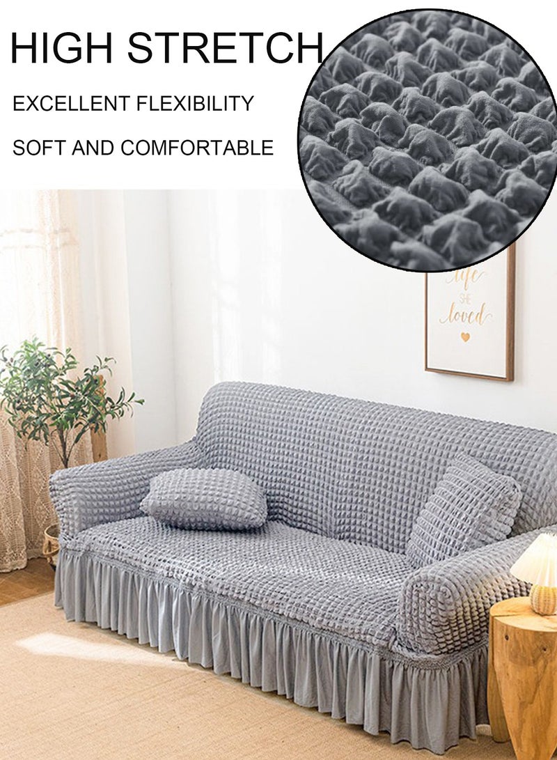 Arabest sofa cover 3 seater Super Stretchable Wrinkle-free Full Coverage Couch Slipcover Exquisitely Detailed Slip Flexible Resistant Jacquard Sofa Cover Light Grey 140-280cm - Image 3