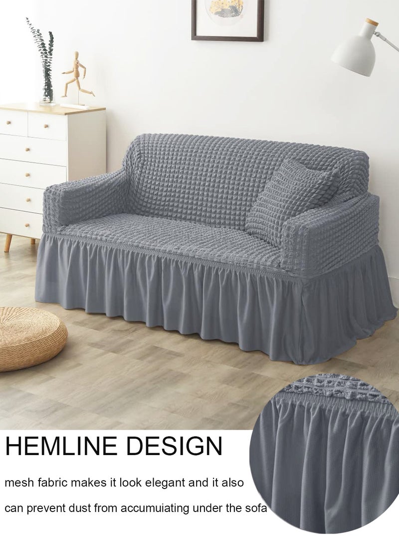 Arabest sofa cover 3 seater Super Stretchable Wrinkle-free Full Coverage Couch Slipcover Exquisitely Detailed Slip Flexible Resistant Jacquard Sofa Cover Light Grey 140-280cm - Image 4