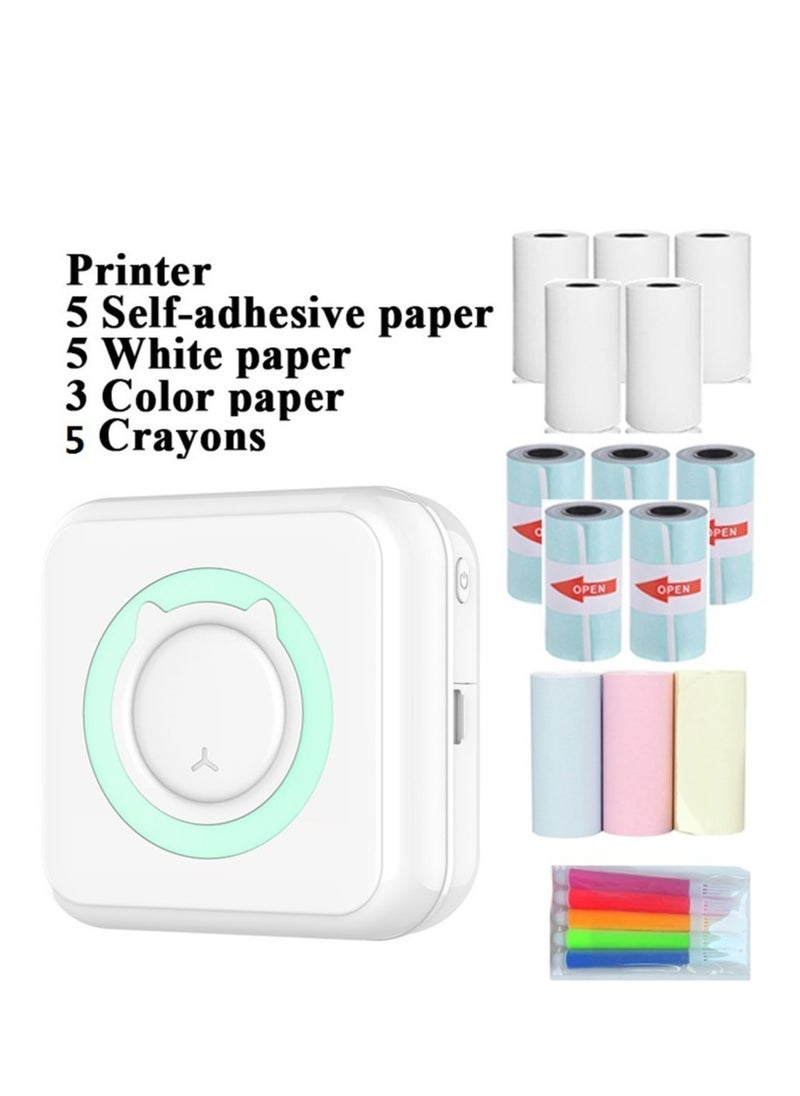 Joyelink - Portable Wireless Printer Mini Pocket Bluetooth Thermal Printers with 13 Rolls Printing Paper Compatible with Android iOS Smartphone for Label Receipt Photo Notes and Memos - Image 1