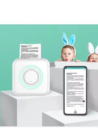 Portable Wireless Printer Mini Pocket Bluetooth Thermal Printers with 13 Rolls Printing Paper Compatible with Android iOS Smartphone for Label Receipt Photo Notes and Memos - view 2
