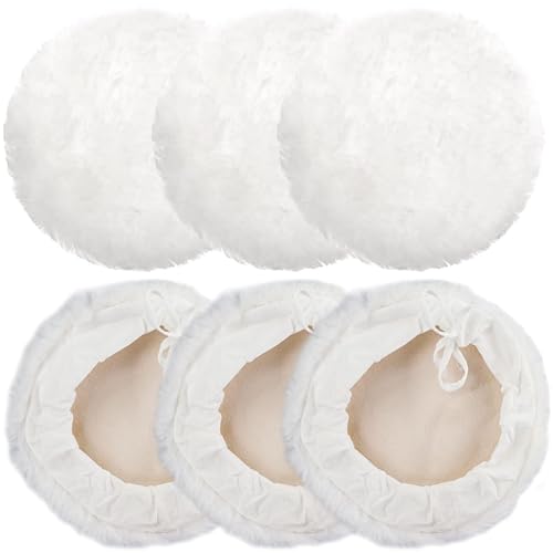 Linkstyle 6PCS 7 Inch Wool Buffing Pads Kit Lambs Wool Polishing Bonnet Pads with Drawstring Drill Buffer Polisher Attachment for Car Detailing Furniture Glass Metal DIY Polishing - Image 1