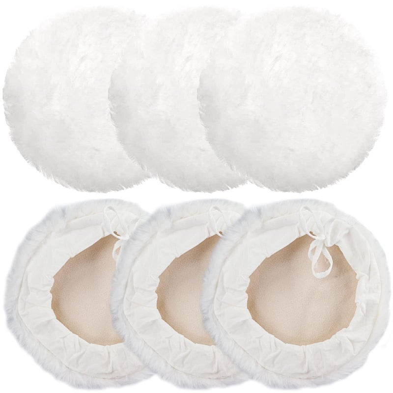 Linkstyle 6PCS 7 Inch Wool Buffing Pads Kit Lambs Wool Polishing Bonnet Pads with Drawstring Drill Buffer Polisher Attachment for Car Detailing Furniture Glass Metal DIY Polishing - Image 2