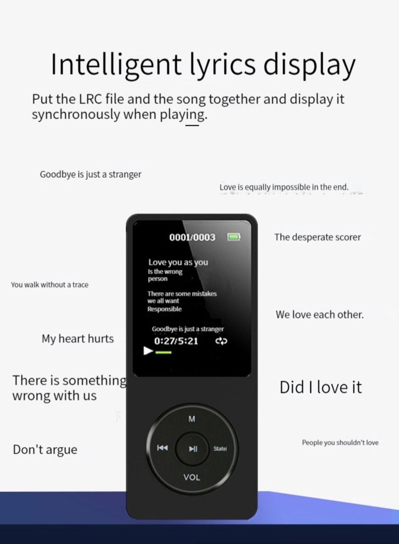 مشغل موسيقى رياضي للطلاب MIAOYAN Mini Walkman MP3 MP4 مع شاشة وبطاقة قابلة للإدراج (أسود) - Image 4