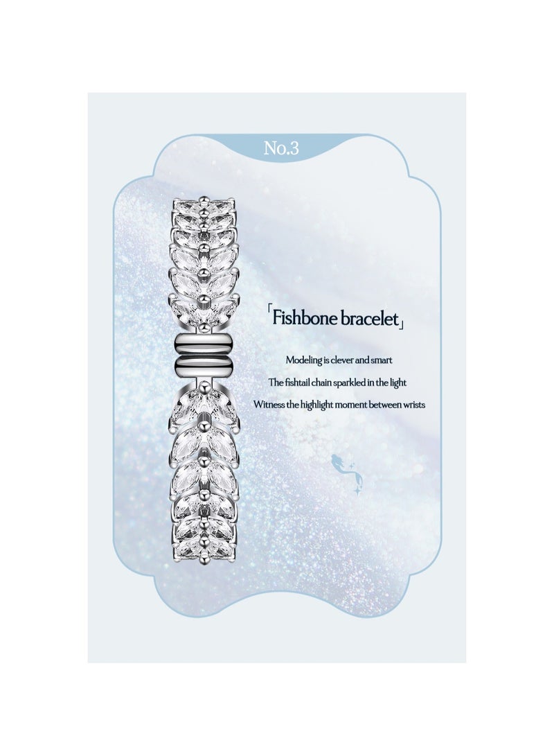 xozgdovg Mermaid ladies watch fashion full diamond ladies watch small barrel watch waterproof luxury bracelet quartz watch /KD8820 silver shell white steel belt  - Image 5