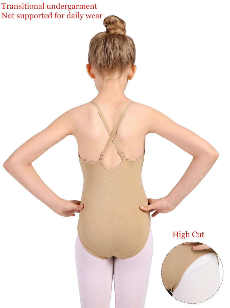 DANSHOW Women and Girls Nude Seamless Camisole Undergarment Leotard with Transition Straps(8A13) - Image 2