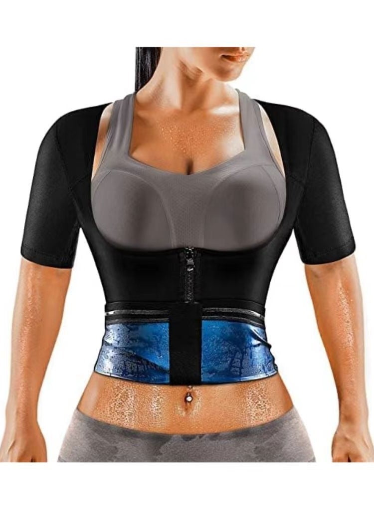 Generic Sauna Suit for Women Weight Loss Sauna Shirt for Women Sweat Suit Waist Trainer Vest Fitness Body Shaper Zipper - Image 1