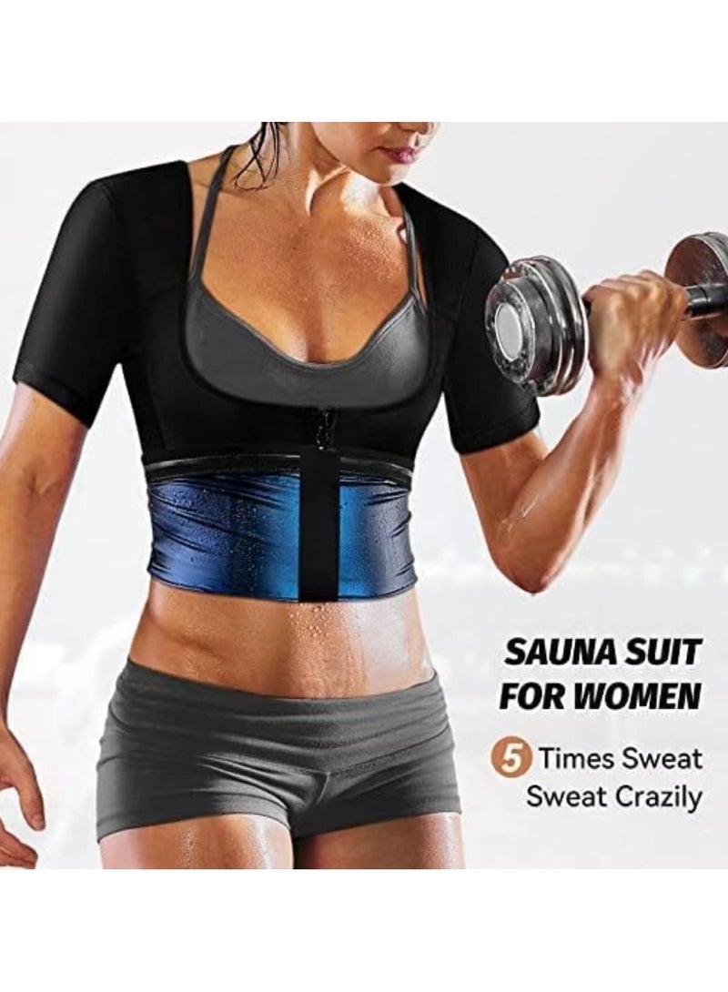 Generic Sauna Suit for Women Weight Loss Sauna Shirt for Women Sweat Suit Waist Trainer Vest Fitness Body Shaper Zipper - Image 4