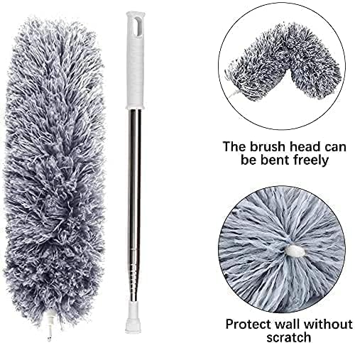 TECH LOGO ELECTRONICS Microfiber Duster for Cleaning Fan High Ceiling Blinds Furniture Cars 1PCS Extendable Feather Duster 30 to 100 Inches Reusable Bendable WashableGray  - Image 4