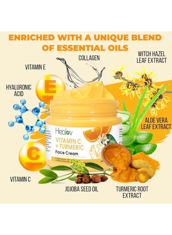 Healov Turmeric Face Cream For Dark Spots Natural Turmeric Skin Brightening Lotion For Face & Body Cleanse Skin Fight Acne Even Tone Clear Scars Sun Damage & Hyperpigmentation With Vitamin C - Image 5