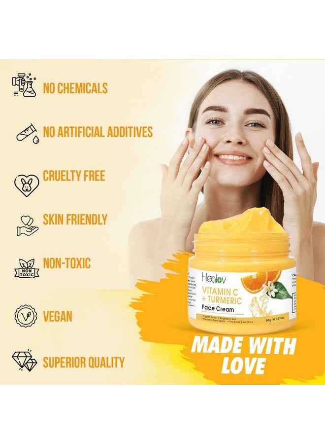 Healov Turmeric Face Cream For Dark Spots Natural Turmeric Skin Brightening Lotion For Face & Body Cleanse Skin Fight Acne Even Tone Clear Scars Sun Damage & Hyperpigmentation With Vitamin C - Image 2