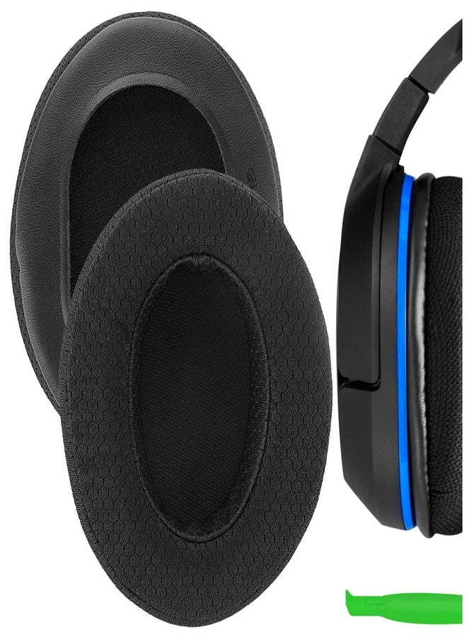 Geekria Comfort Extra Thick Mesh Fabric Replacement Ear Pads for Turtle Beach Stealth 400, 500X, 700X, 420X, Ear Force XO SEVEN, XP500, PX5, PX4, X42 Headphones, Ear Cushions (Black) - Image 1