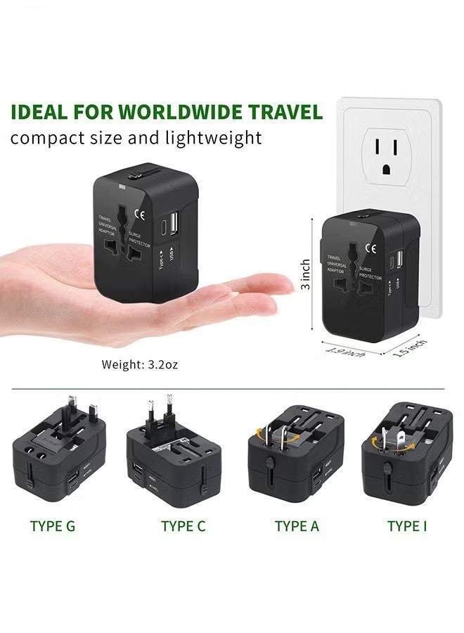 WINSEE Universal Travel Adapter with USB-C and 1 USB Port All in One International Power Adapter Compatible with EU UK US AU Plugs Multi USB Wall Charger for Worldwide Travel and Daily Use - Image 4