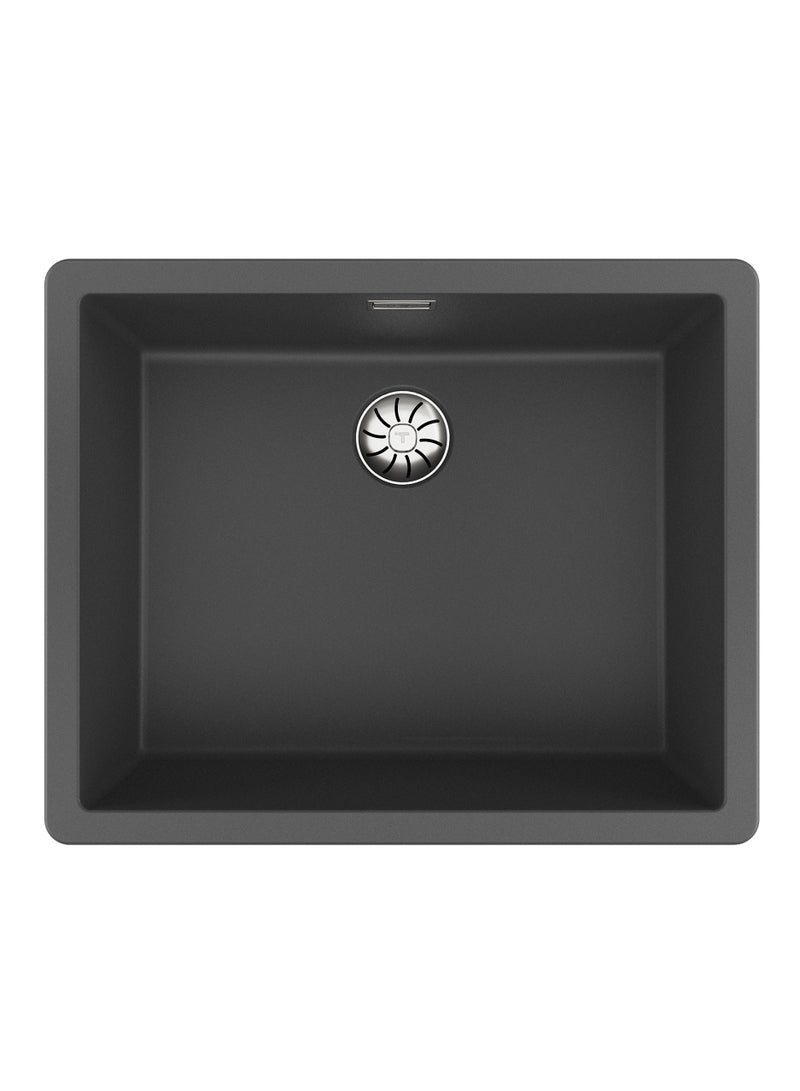 TEKA Tegranite+ Kitchen Sink with One Bowl and 2-in-1 Installation Options: Top or Undermount, 3½” PerfectFlow Manual Waste Basket with Siphon, HelixPro Waste Basket, 200 mm Deep Bowl Radea R10 50.40 M-TG - Image 1