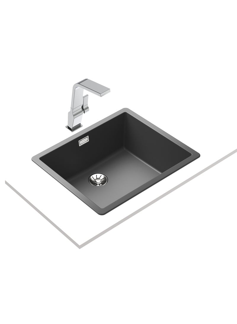 TEKA Tegranite+ Kitchen Sink with One Bowl and 2-in-1 Installation Options: Top or Undermount, 3½” PerfectFlow Manual Waste Basket with Siphon, HelixPro Waste Basket, 200 mm Deep Bowl Radea R10 50.40 M-TG - Image 2