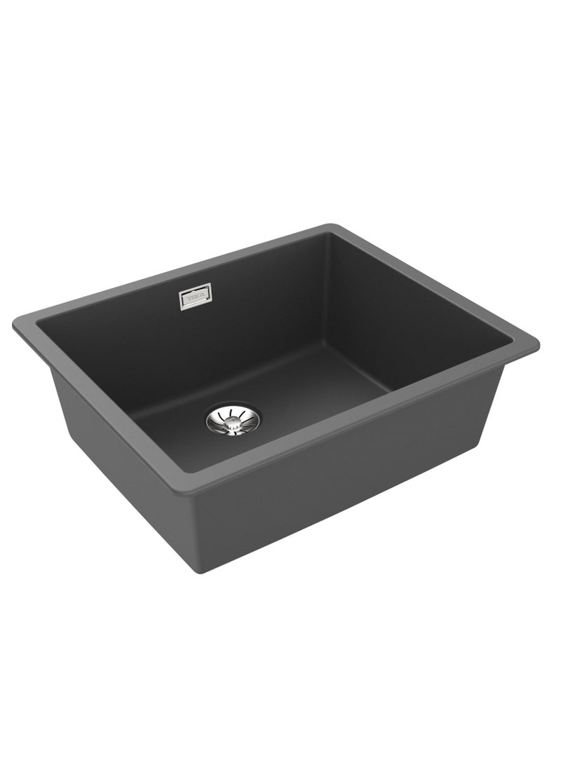 TEKA Tegranite+ Kitchen Sink with One Bowl and 2-in-1 Installation Options: Top or Undermount, 3½” PerfectFlow Manual Waste Basket with Siphon, HelixPro Waste Basket, 200 mm Deep Bowl Radea R10 50.40 M-TG - Image 4