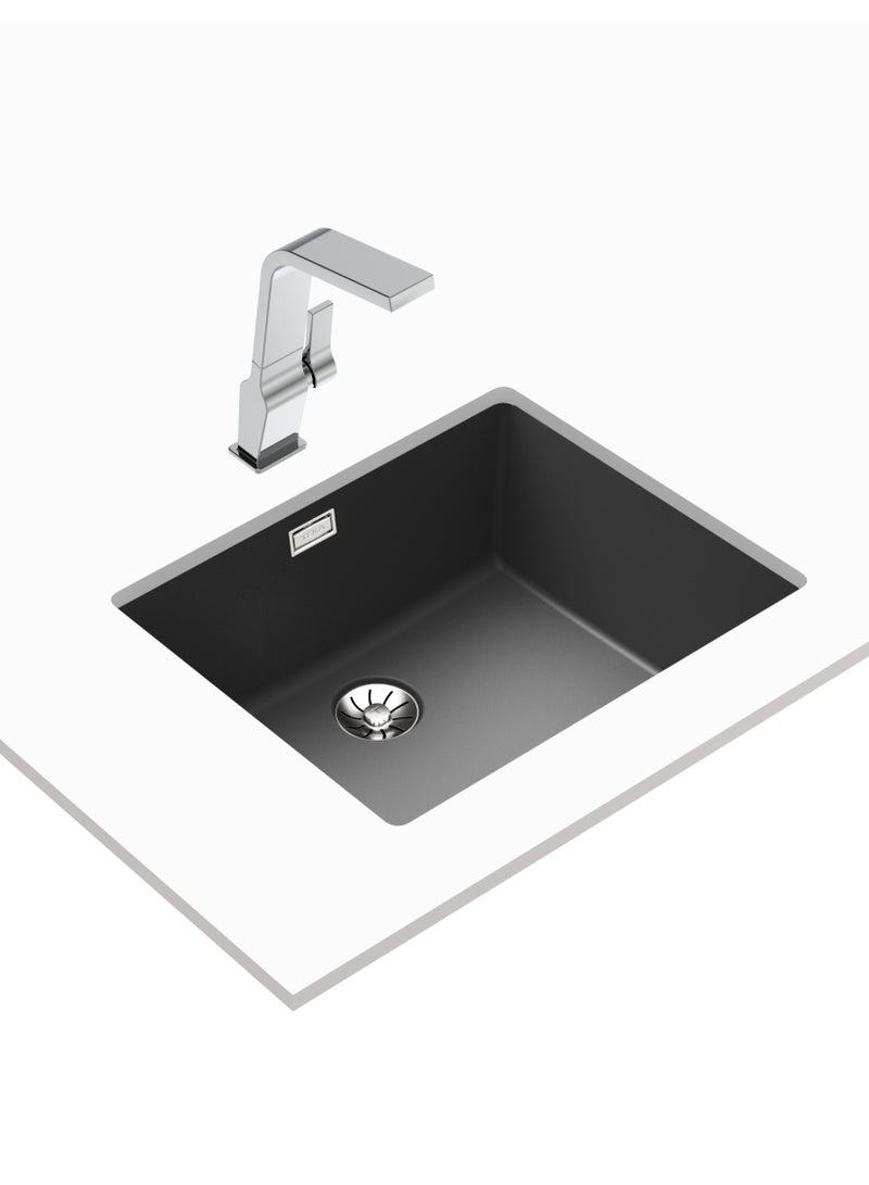 TEKA Tegranite+ Kitchen Sink with One Bowl and 2-in-1 Installation Options: Top or Undermount, 3½” PerfectFlow Manual Waste Basket with Siphon, HelixPro Waste Basket, 200 mm Deep Bowl Radea R10 50.40 M-TG - Image 5