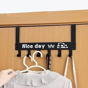 Home OverTheDoor Hook Pack of 1 HeavyDuty Over Door Hanger Holder for Coat Hanging Robe Hat Clothes Towels Bathroom Organiser Towel Rack 6 Hooks Matte Black - Image 5