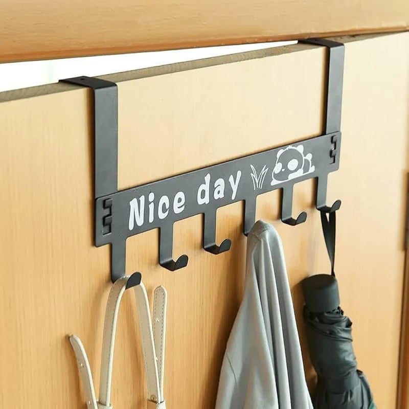 Home OverTheDoor Hook Pack of 1 HeavyDuty Over Door Hanger Holder for Coat Hanging Robe Hat Clothes Towels Bathroom Organiser Towel Rack 6 Hooks Matte Black - Image 4