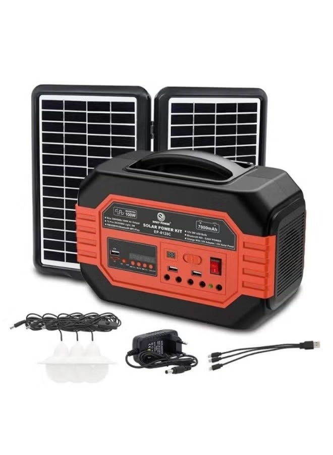 100W Portable Solar Generator with Two Solar Panels - 7000mAh Rechargeable Power Station - Image 1