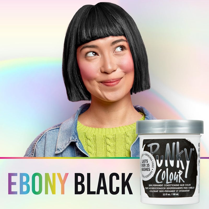 Punky Ebony Semi-Permanent Conditioning Hair Color - Vegan, PPD and Paraben Free, Lasts Up to 35 Washes, 3.5 oz - Image 3