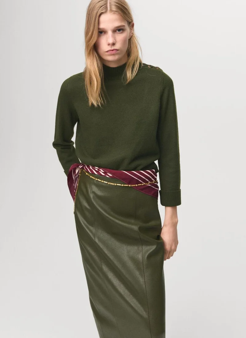 MANGO Perkins-neck sweater with button