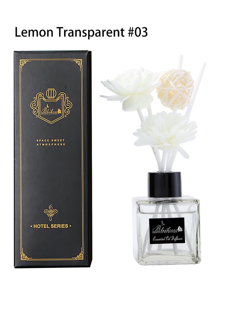Blackrose جهاز توزيع الزيوت العطرية مع عيدان البخور خالي من اللهب يدوم طويلاً طبيعي أنيق معطر للهواء لإزالة الروائح للفنادق والمنازل والمكاتب وهدية 50 مل برائحة الليمون - Image 1