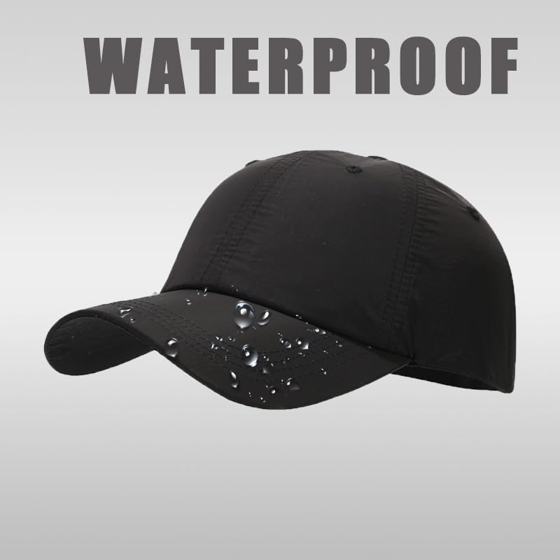Ptduabenlu Waterproof Baseball Cap Breathable UPF50+ Caps for Men Women Outdoor Sport Adjustable Rain Quick Dry Hat Black - Image 3