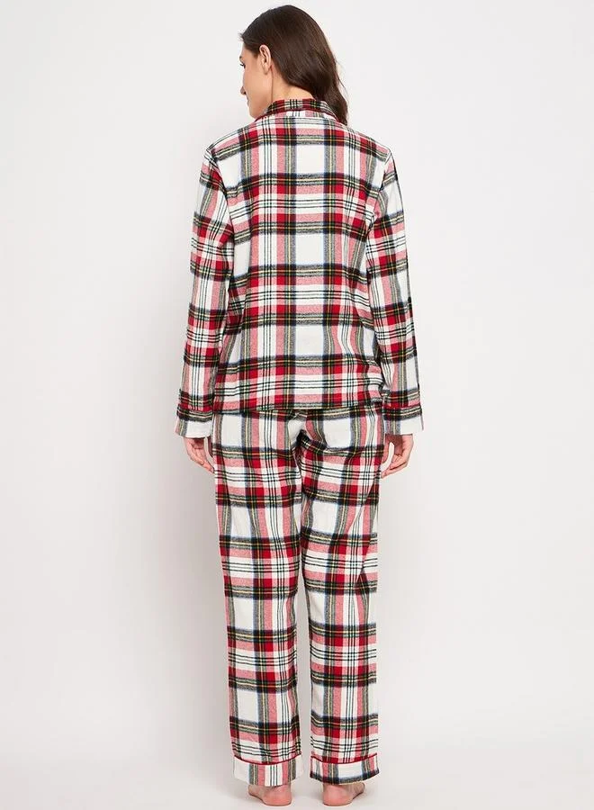 Take Two Take Two Cotton Checked Shirt and Pants Set