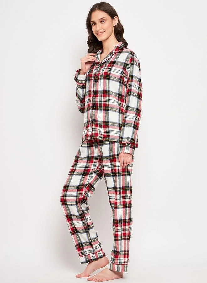 Take Two Take Two Cotton Checked Shirt and Pants Set