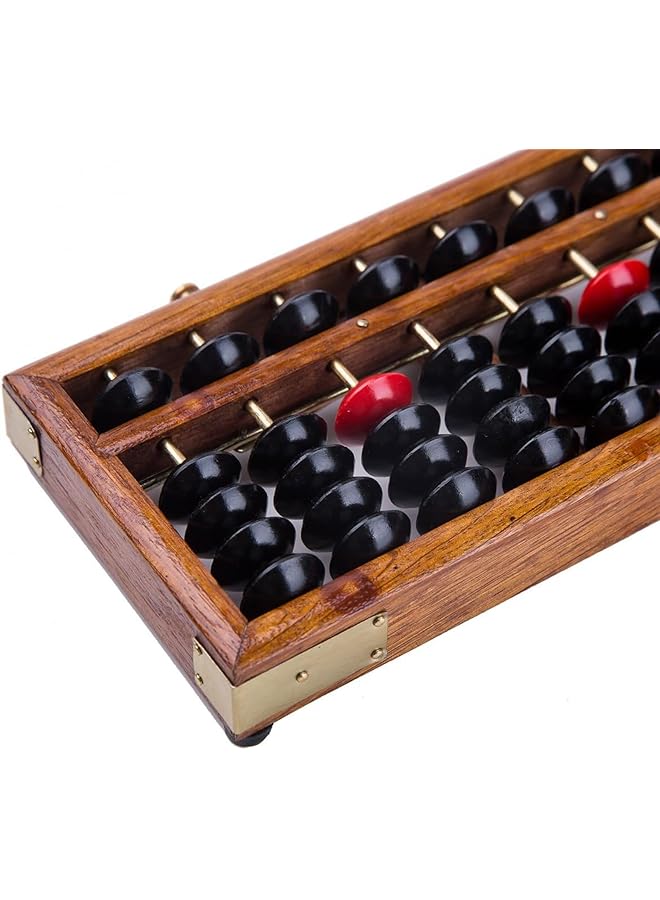 Vintage Style 17 Digit Rods Wooden Abacus Soroban Chinese Calculator Counting Tool Math Professional Abacus For Adults Kids With Reset on 13.78 Inches - Image 4