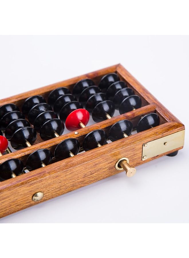 Vintage Style 17 Digit Rods Wooden Abacus Soroban Chinese Calculator Counting Tool Math Professional Abacus For Adults Kids With Reset on 13.78 Inches - Image 2