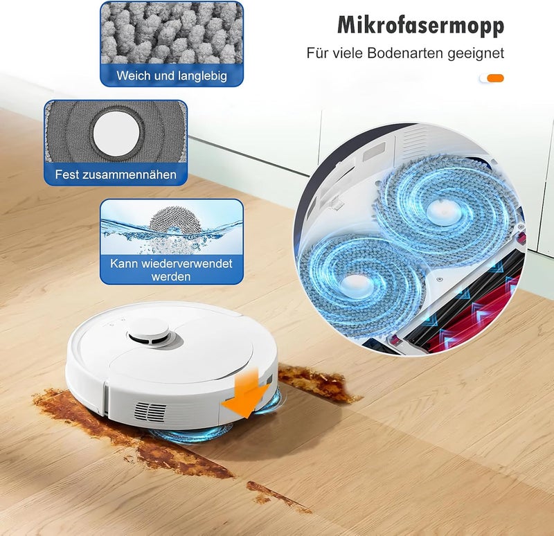 Alloytool 21-Piece Accessory Kit for Roborock Qrevo Master/Qrevo Slim Robot Vacuum Cleaner, 2 Rubber Main Brushes, 6 Dust Bags, 4 HEPA Filters, 4 Wipes, 4 Side Brushes, 1 Cleaning Brush - Image 5