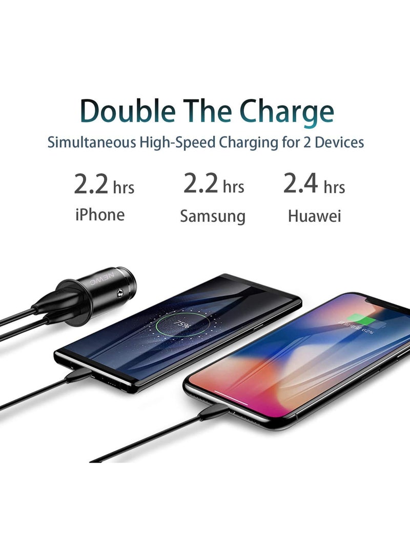 DIVICO Compact Dual USB Car Charger 2.4A Fast Charging Adapter – Metal Mini Design, Smart Output, Overcharge Protection, Universal for All Vehicles and Devices - Image 5