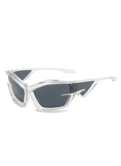 Generic 2022 Cross-border Personalized New Cats Eye Sunglasses European and American Fashion Street Hip Hop Shaped Glasses Fashion Sunglasses Transparent frame Gray 
