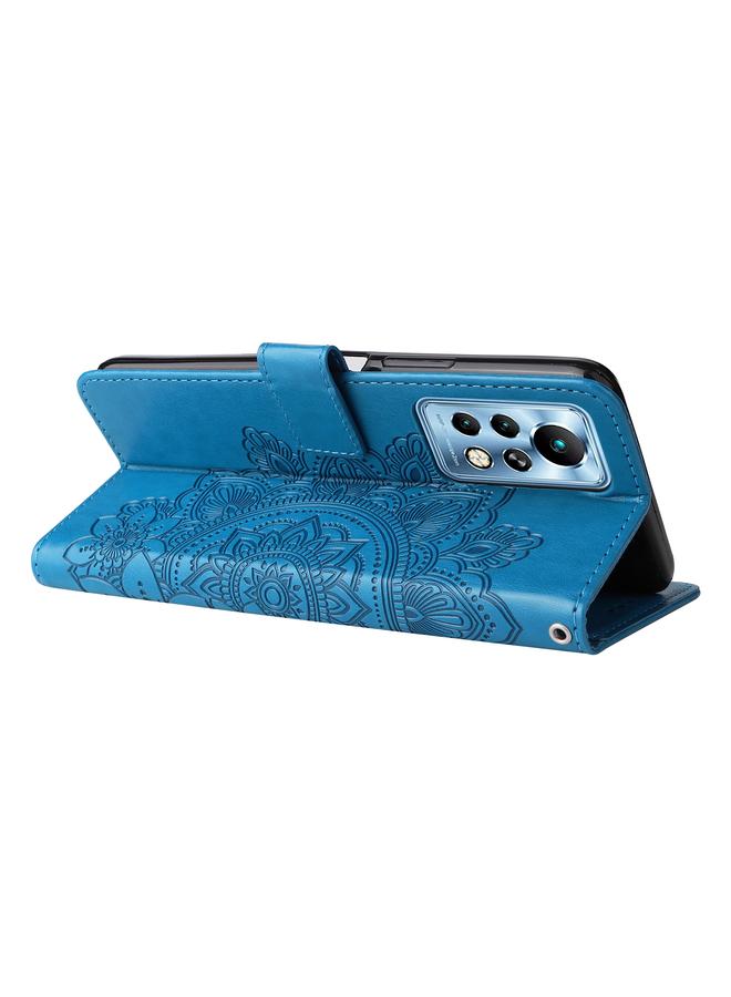 زبون جراب لهاتف Infinix Note 11 Pro/Note 11s، جراب جلدي أفقي قابل للطي، مزين بنقوش زهور 7 بتلات - Image 5