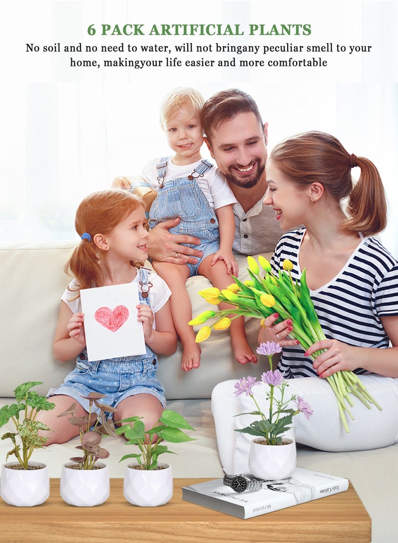 هومار كيت 5 عبوات من النباتات المزيفة الصغيرة في الأواني، نباتات خضراء صناعية بوعاء، نباتات صناعية مزروعة بوعاء زهور في الأماكن المغلقة لمكتب المكتب وطاولة القهوة والحمام وغرفة النوم وديكورات المنزل - Image 5