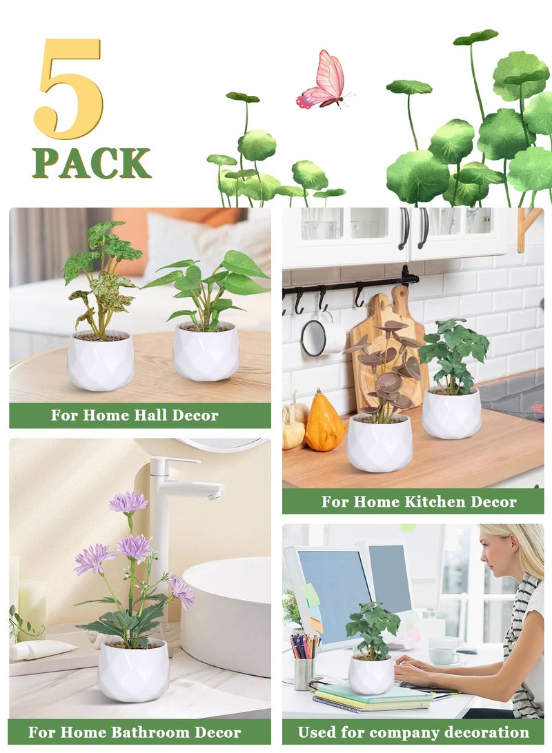 هومار كيت 5 عبوات من النباتات المزيفة الصغيرة في الأواني، نباتات خضراء صناعية بوعاء، نباتات صناعية مزروعة بوعاء زهور في الأماكن المغلقة لمكتب المكتب وطاولة القهوة والحمام وغرفة النوم وديكورات المنزل - Image 3