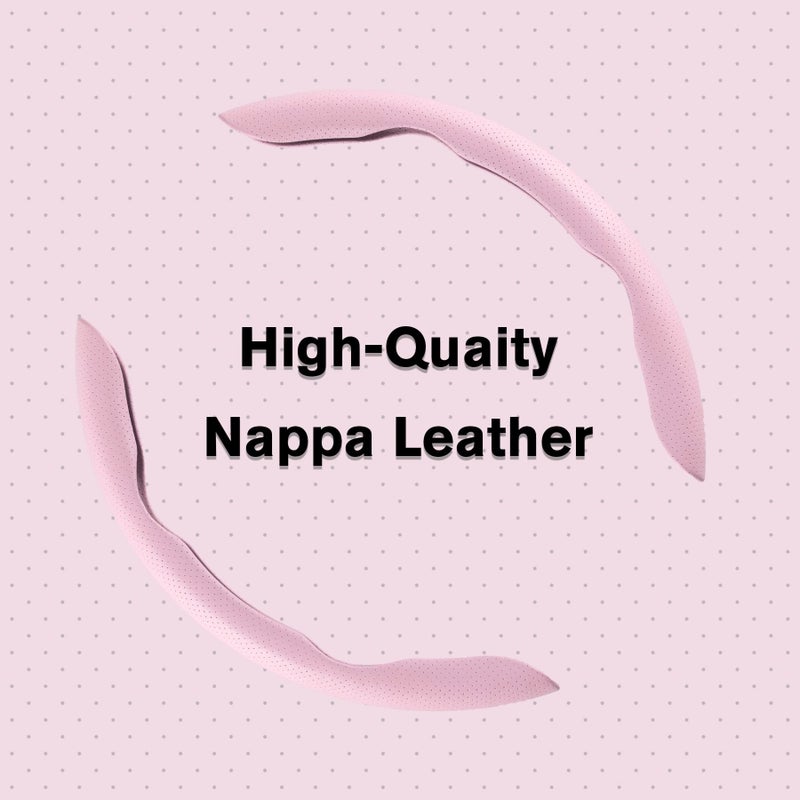 Amiss Car Nappa Leather Steering Wheel Cover, Segmented Steering Wheel Protector, Universal 99% Car Wheel Cover Protector (Pink) - Image 2