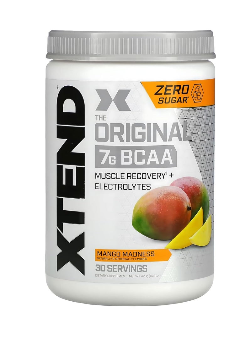 SCIVATION - XTEND Original BCAA Mango Madness – 7g BCAA for Muscle Recovery & Electrolytes (30 Servings, Zero Sugar) - Image 1