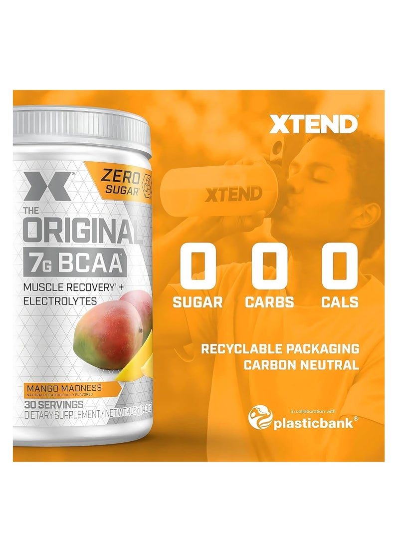 SCIVATION - XTEND Original BCAA Mango Madness – 7g BCAA for Muscle Recovery & Electrolytes (30 Servings, Zero Sugar) - Image 1