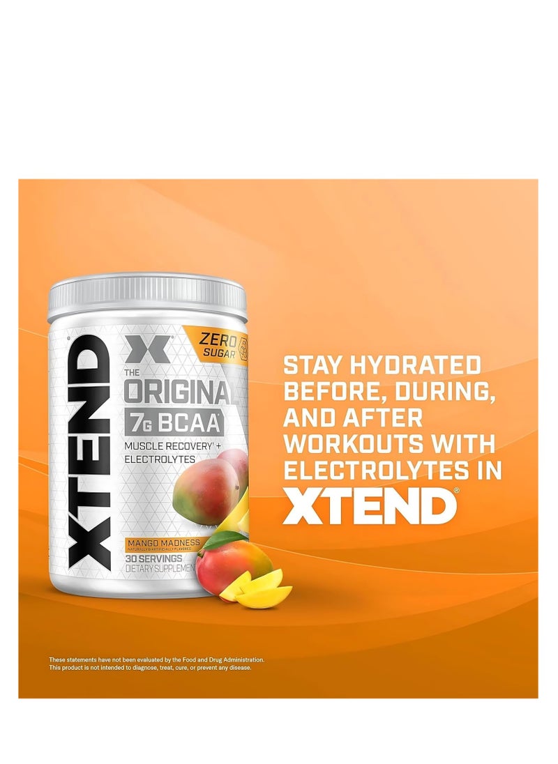 SCIVATION - XTEND Original BCAA Mango Madness – 7g BCAA for Muscle Recovery & Electrolytes (30 Servings, Zero Sugar) - Image 1