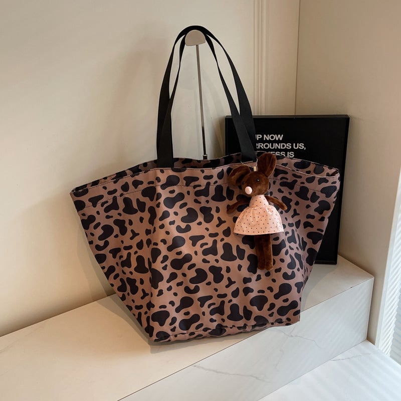 Bags For Women Korean Style Leopard Print Large Capacity Canvas Tote Bag Versatile Retro Trendy Casual Versatile - Image 1