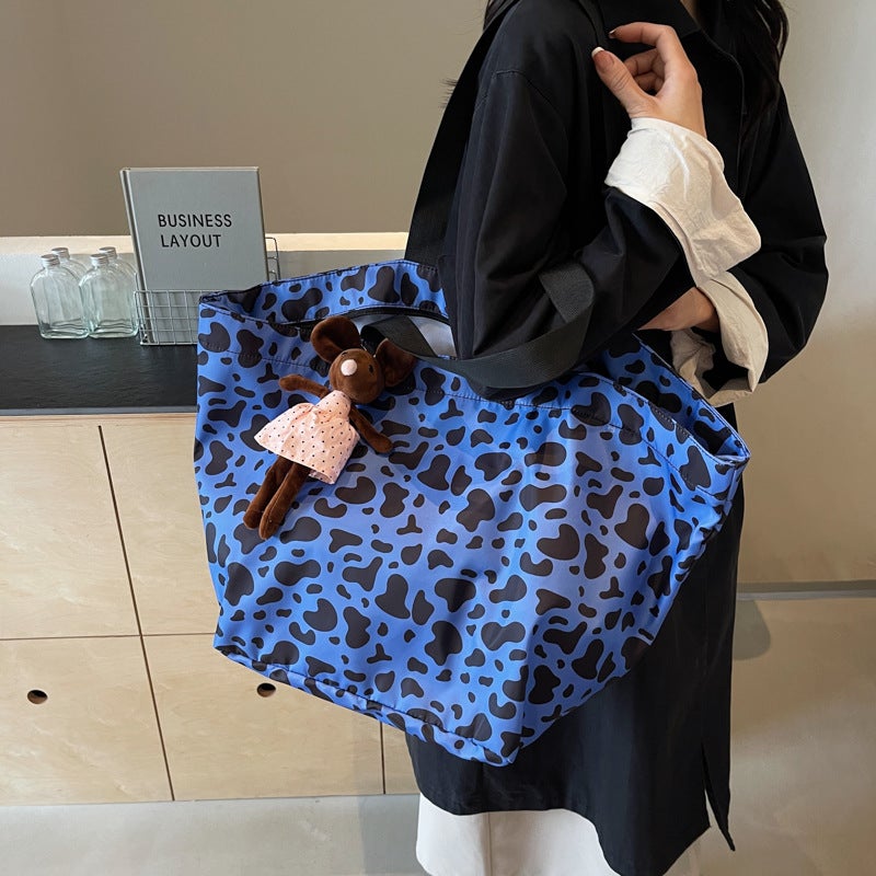Bags For Women Korean Style Leopard Print Large Capacity Canvas Tote Bag Versatile Retro Trendy Casual Versatile - Image 3