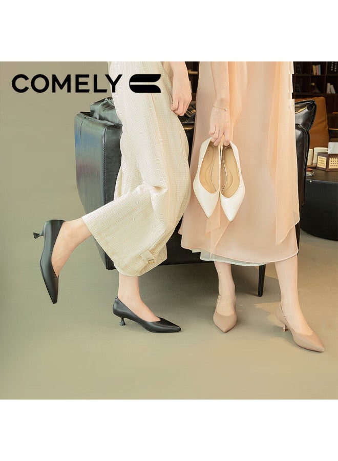 Comely High Heels For Women, Spring Season, Wine Glass Heel, Fashionable, Commute, Date, Single Shoes, Simple Pointed Toe, Professional Shoes, Black, Size 39 - Image 5