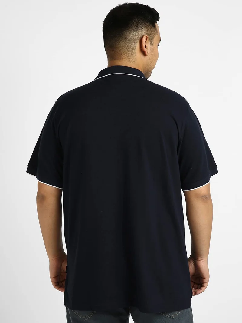 Urbano Fashion  Urbano Plus Men's Blue Solid Regular Fit Half Sleeve Cotton Polo T-Shirt  | Best Price UAE