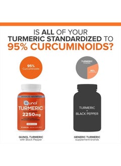 Turmeric Curcumin with Black Pepper, Qunol 2250mg Turmeric Extract with 95% Curcuminoids, Extra Strength Supplement, Enhanced Absorption, Supports Healthy Inflammation Response, 90 Vegetarian Capsules - pzsku/Z9EA1658C0FDC6A67C029Z/45/_/1681364994/93009fd0-96c0-4769-b660-268c81de5a22