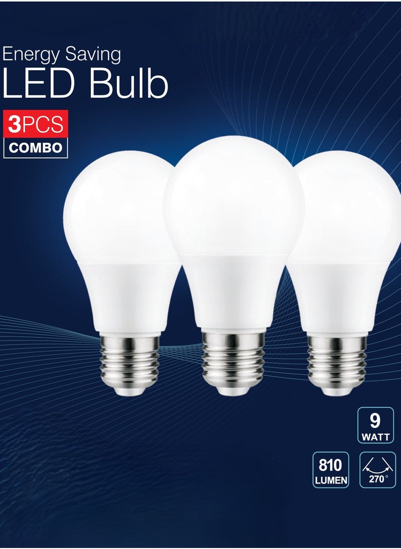 Olsenmark Olsenmark 9W Energy Saving LED Bulb- OMESL2825, 3 Piece Combo, 810 Lumens and 80 K CRI, Energy Efficient LED Light with Long 50000 Hours Lifetime, Light Perfect for Home and Office Use  - Image 1